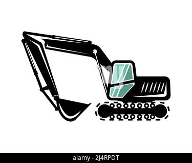 Excavator Illustration with Silhouette Style Vector Stock Vector