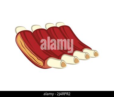 Detailed Delicious Grilled Ribs Illustration Vector Stock Vector