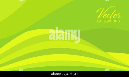 Abstract simple green and yellow background with curved stripes. Vector graphic pattern Stock Vector