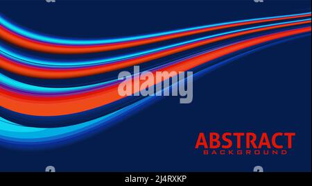 Abstract bright red wavy line on sapphire blue background. Vector graphic pattern Stock Vector
