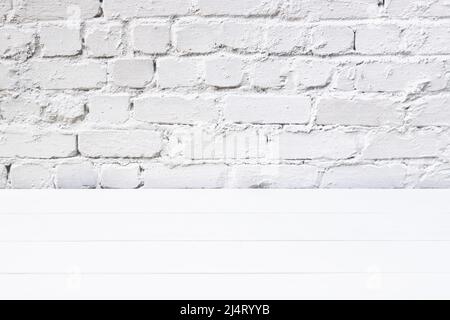 White wood and brick background. Stock Photo