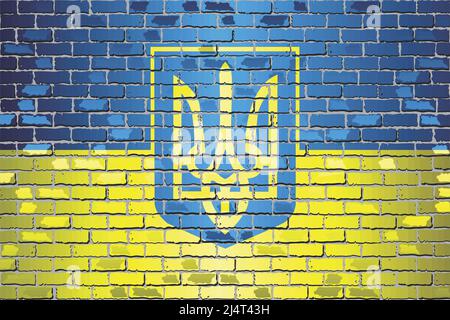 Shiny Flag of Ukraine with coat of arms - Illustration, Coat of arms of Ukraine Stock Vector