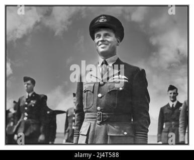 Dambuster Wing Commander Guy Gibson awarded The Victoria Cross medal for the daring British RAF ‘Bouncing Bomb’ Dambusters raid: 1943 Stock Photo