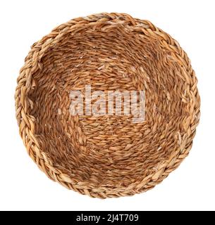 wicker basket path isolated on white top view Stock Photo