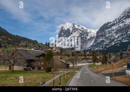 Views of Lauterbrunnen village from train ride to jungfraujoch Stock Photo