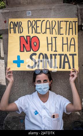 Demonstration. Hundreds of Internal Resident Doctors (MIR) protesting the deplorable conditions in which they have to carry out their work. A stage du Stock Photo
