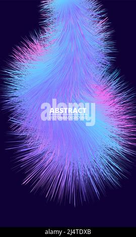 Multicolored synthetic fluffy fur on dark blue vector cover. Multicolor vertical abstract background. Synthetic colorful feather. Vector illustration Stock Vector