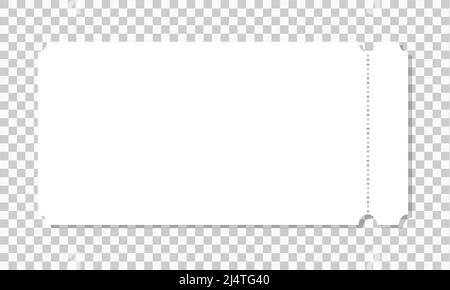 Ticket mockup. Empty paper lottery template. Blank entry or seating card for event, concert, movie, museum, festival, theater, exhibition isolated on transparent background. Vector illustration Stock Vector