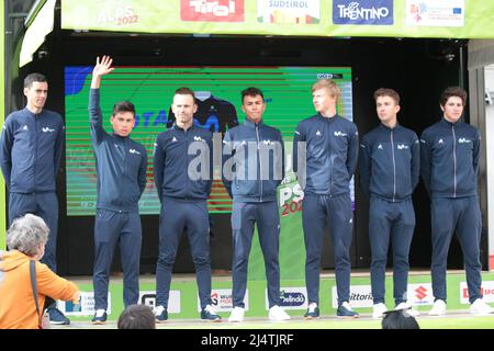 17th 4 2022; Cles, Italy; 2022 UCI Tour of the Alps., Team Movistar; Stock Photo