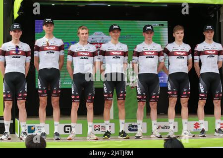 17th 4 2022; Cles, Italy; 2022 UCI Tour of the Alps., Team Tirol; Stock Photo