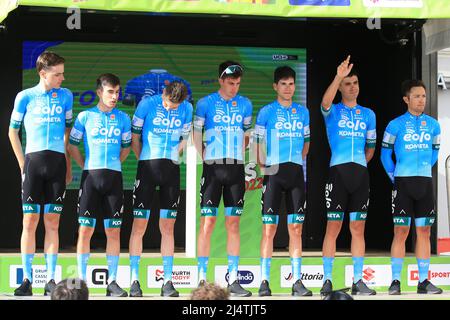 17th 4 2022; Cles, Italy; 2022 UCI Tour of the Alps., Team Eolo - Kometa; Stock Photo