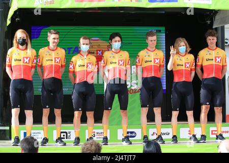 17th 4 2022; Cles, Italy; 2022 UCI Tour of the Alps., Team Uno-X; Stock Photo