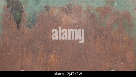 Old rusty galvanized metal sheet. Blue patina and rust. Grunge background texture. Copy space. Stock Photo