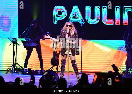 Hollywood, Florida, USA. 16th Apr, 2022. Paulina Rubio performs onstage during The Perrisimas Tour at Hard Rock Live in the Seminole Hard Rock Hotel & Casino on April 16, 2022 in Hollywood, Florida. Credit: Mpi10/Media Punch/Alamy Live News Stock Photo