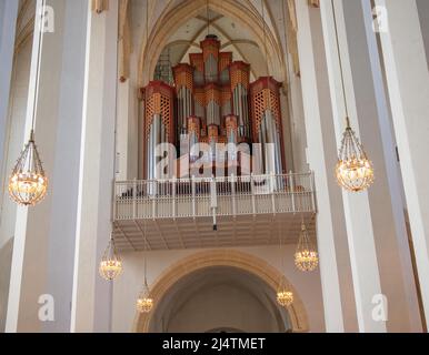 Munich Germany July 29 2020:TGothic church dating from the 14th century, with rich 18th century decorative art on the vaulted ceiling. Stock Photo