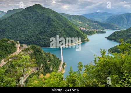 Landscape of the Piva Canyon in Pluzine, Montenegro. Stock Photo