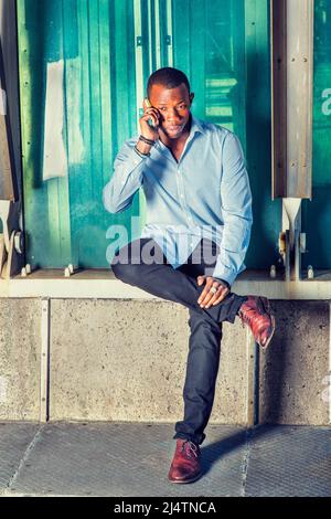 blue dress shirt black pants brown shoes Denim Light Blue Shirt Black Pants Brown Shoes Man Calling Wearing A Long  Sleeve Shirt, Black