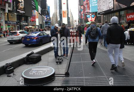 April 17, 2022, New York, USA: (NEW) Easter Celebration in New York. April 17, 2022, New York, USA: Many New Yorkers and tourists crowd the city during the Easter celebration sightseeing, taking pictures and enjoying the parks, Times Square, Broadway shows among others. ItÃ¢â‚¬â„¢s difficult to move around easily especially at Times Square during this Easter celebration. Lots of things to do and see and also good business day for street vendors and performers. And not to forget to mention the Rockefeller centerÃ¢â‚¬â„¢s ski ground special musical dance performance with Dj playing the oldies so Stock Photo