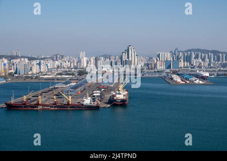 Container terminal in the Port of Incheon, South Korea on April 16, 2022 Stock Photo