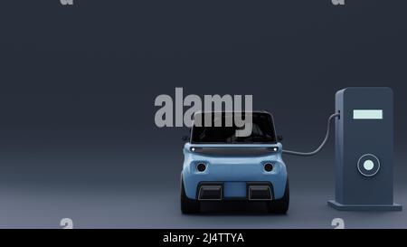 Charging power to electric vehicle EV car,Electric car at charging station.3d rendering Stock Photo