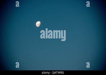 Half moon in a clear blue sky Stock Photo