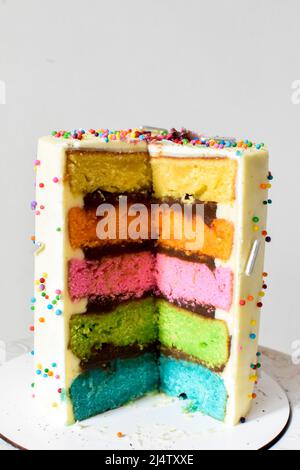 colorful birthday cake. rainbow cake Stock Photo
