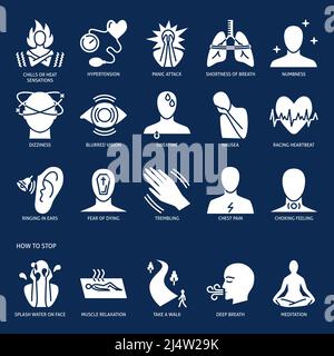 Panic disorder glyph icon set. Vector illustration. Stock Vector