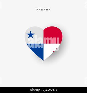 Panama heart shaped flag. Origami paper cut Panamanian national banner. 3D vector illustration isolated on white with soft shadow. Stock Vector