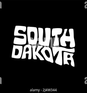 South Dakota map typography. South Dakota state map typography. South Dakota lettering. Stock Vector