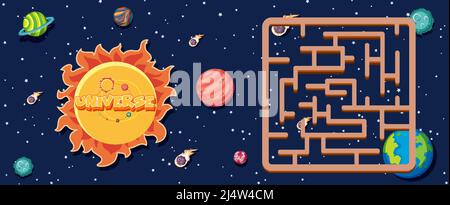 Game template with space theme background illustration Stock Vector