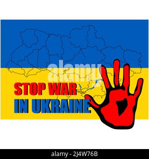 Stop War in Ukraine. Hand pushing out military equipments. Printable ...