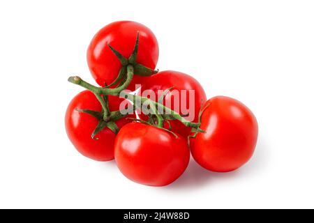 Bunch of ripe red tomatoes isolated on white Stock Photo