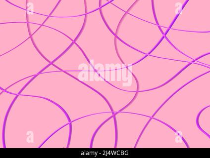 Abstract art background pink color with wavy purple lines. Rose backdrop with curve fluid ribbon. Wave lilac pattern. Modern graphic design. Stock Photo