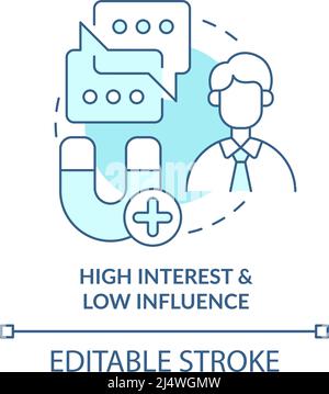 High interest and low influence turquoise concept icon Stock Vector