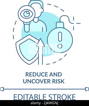 Reduce and uncover risk turquoise concept icon Stock Vector