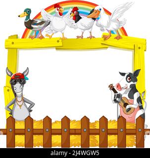 Sign board with animal farm on white background illustration Stock Vector