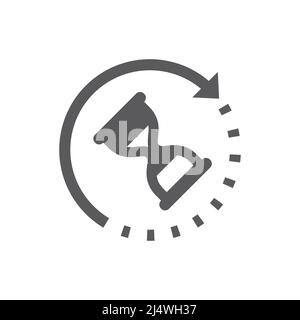 Hourglass in circle arrows vector icon. Sand clock loop cycle filled symbol. Stock Vector