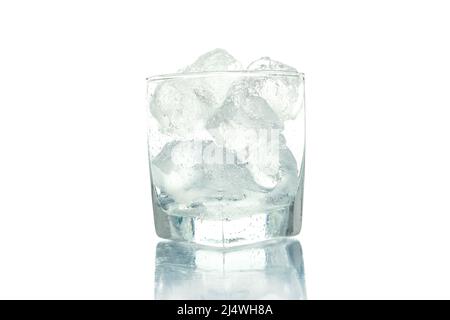 Glass with ice isolated on white background Stock Photo