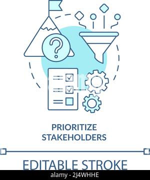 Prioritize stakeholders turquoise concept icon Stock Vector