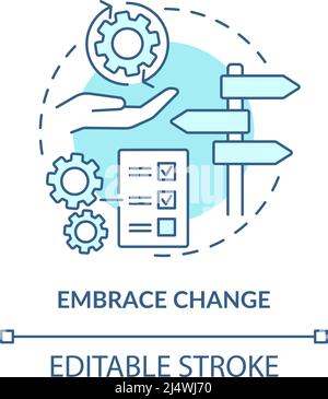 Embrace change turquoise concept icon Stock Vector