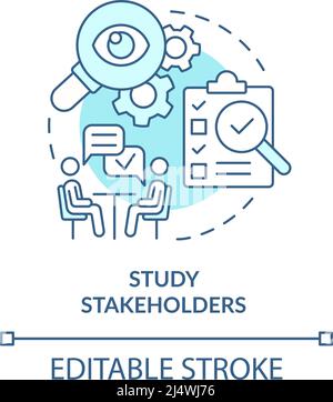 Study stakeholders turquoise concept icon Stock Vector