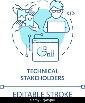 Technical stakeholders turquoise concept icon Stock Vector