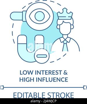 Low interest and high influence turquoise concept icon Stock Vector