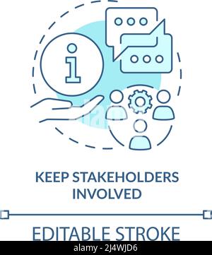 Keep stakeholders involved turquoise concept icon Stock Vector