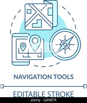 Navigation tools turquoise concept icon Stock Vector