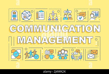 Communication management word concepts yellow banner Stock Vector