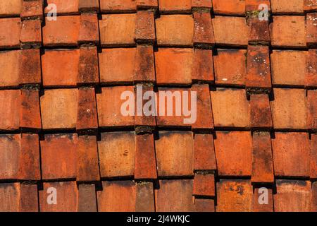 Old red and orange roof tiles on a dome as background Stock Photo