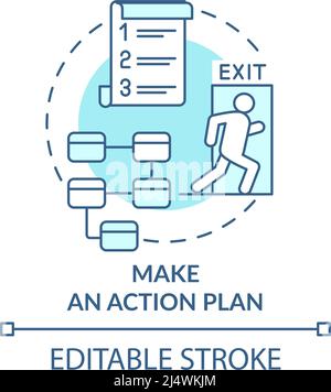 Make action plan turquoise concept icon Stock Vector