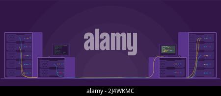 Server room with computers Stock Vector
