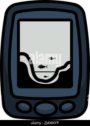Icon Of Echo Sounder. Editable Bold Outline With Color Fill Design. Vector Illustration. Stock Vector